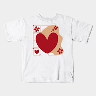 Red flowers with a heart shape Kids T-Shirt